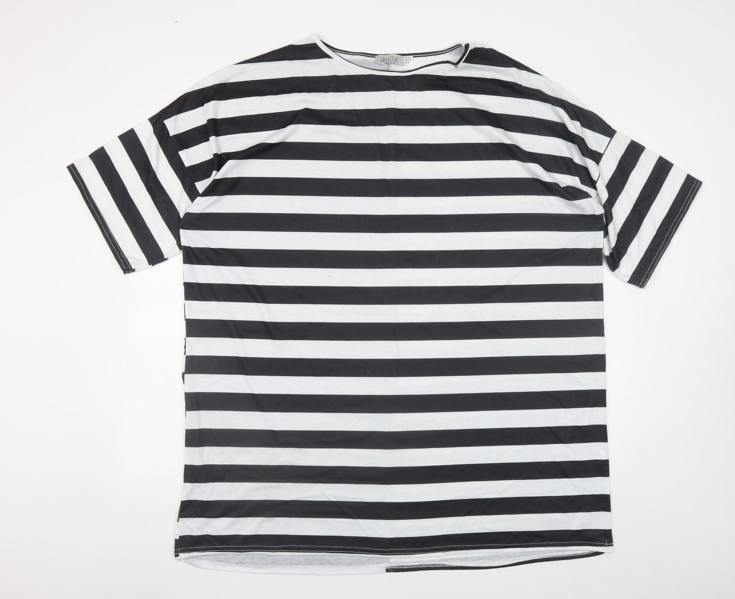Collective Women’s Black White Striped Plus Size 22 T-Shirt Dress