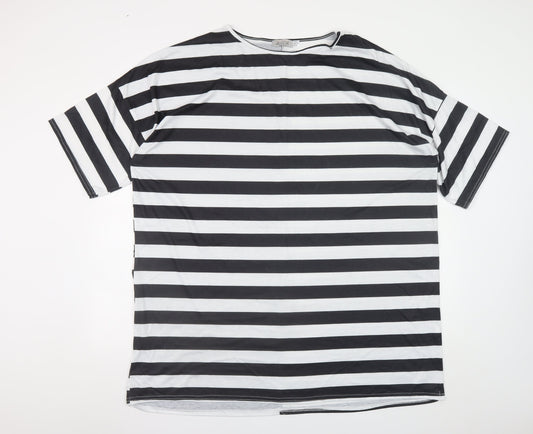 Collective Women’s Black White Striped Plus Size 22 T-Shirt Dress