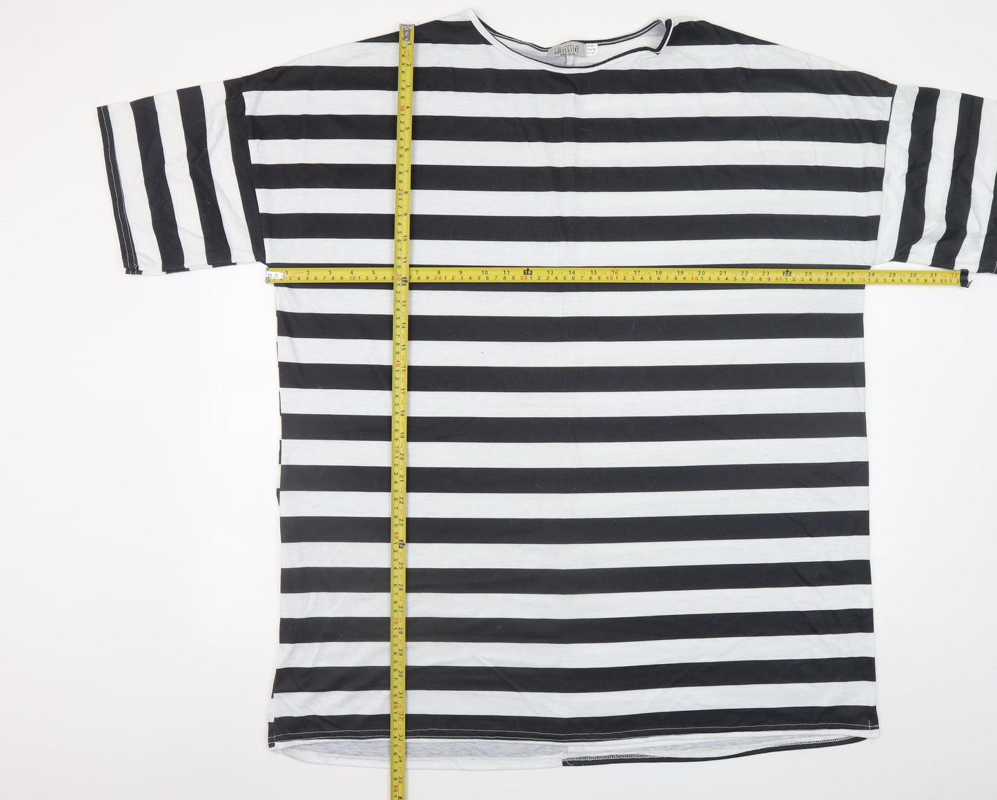 Collective Women’s Black White Striped Plus Size 22 T-Shirt Dress