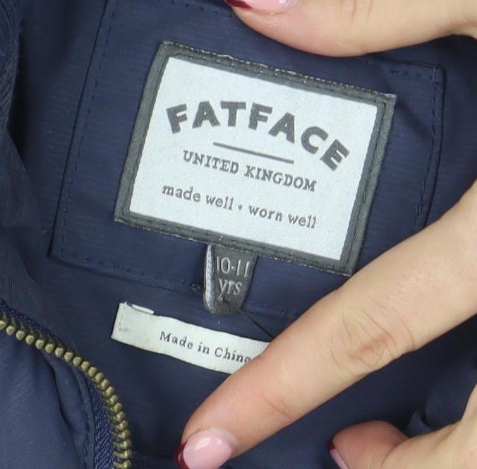 FatFace Girls Blue Faux Fur Hooded Puffer Gilet 10-11 Years