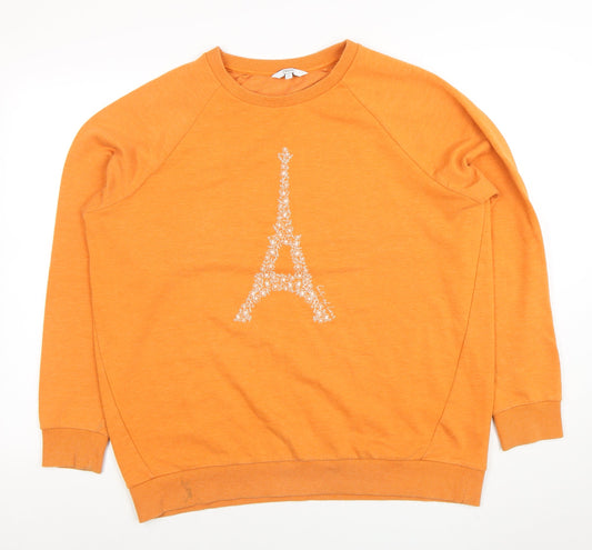 Next Women Orange Paris Eiffel Tower Pullover Sweatshirt L