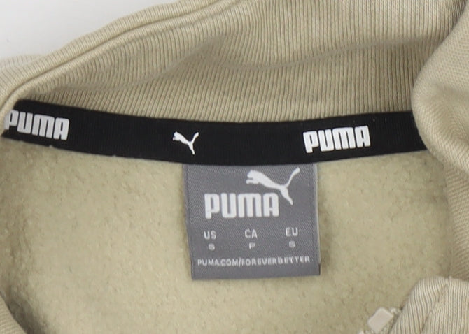 PUMA Womens Beige 1/4 Zip Sweatshirt Size S Cotton Blend