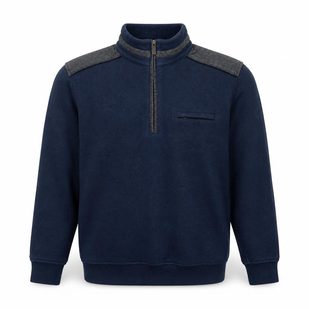 Bugatti Men’s Blue Cotton 1/4 Zip High Neck Sweatshirt Size L