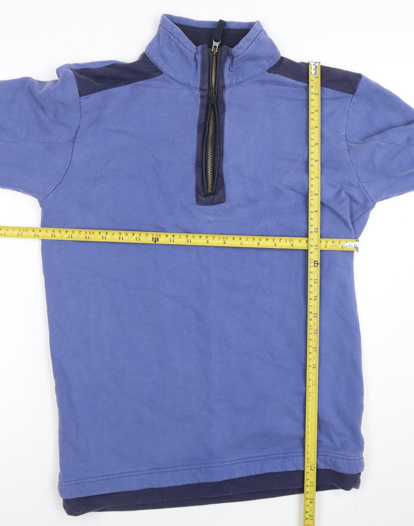 One Earth Men’s Blue 1/4 Zip Organic Cotton Pullover Sweatshirt Size S