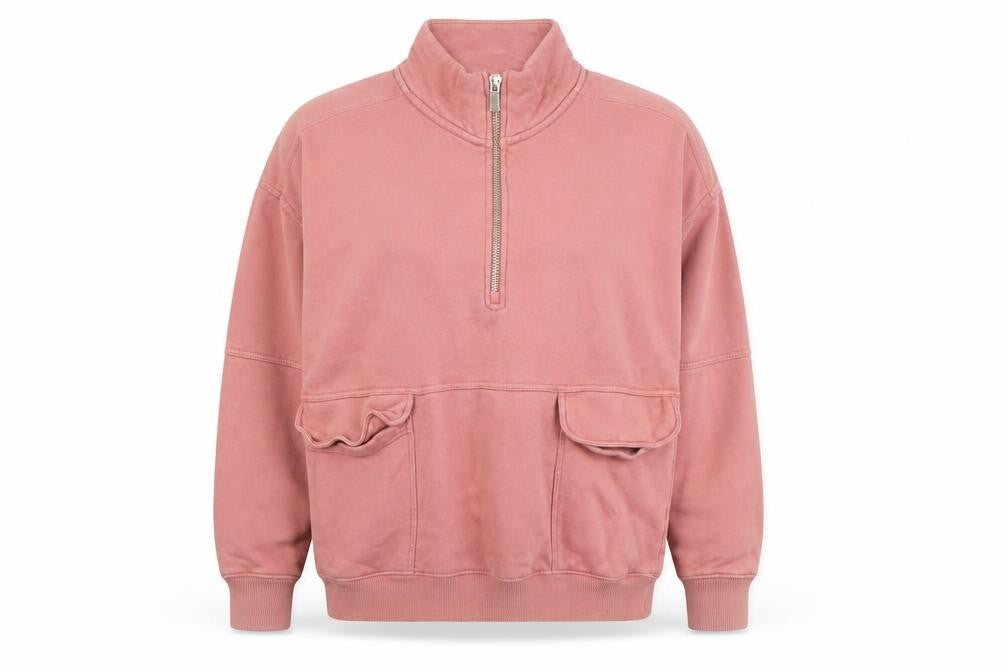 Next Womens Pink 1/2 Zip Cotton Sweatshirt L Casual Pullover
