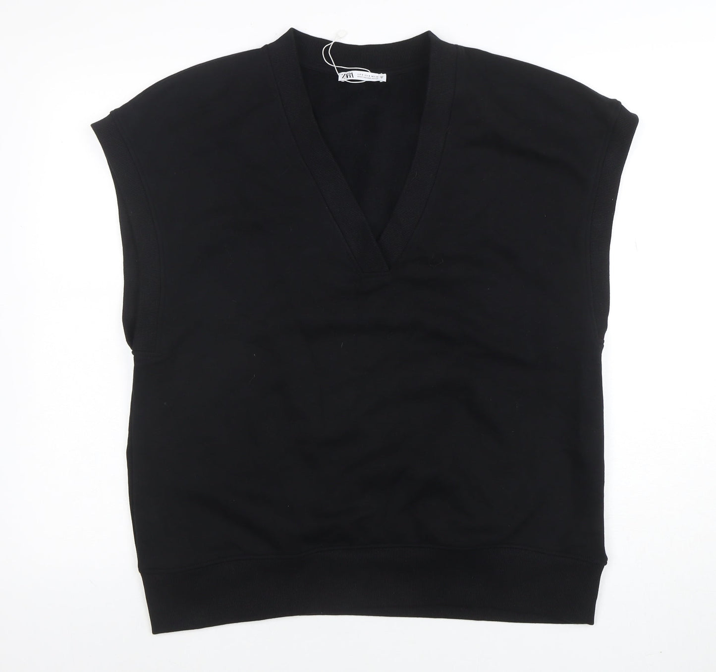 ZARA Men's Black Sleeveless V-Neck Sweatshirt Vest Size S
