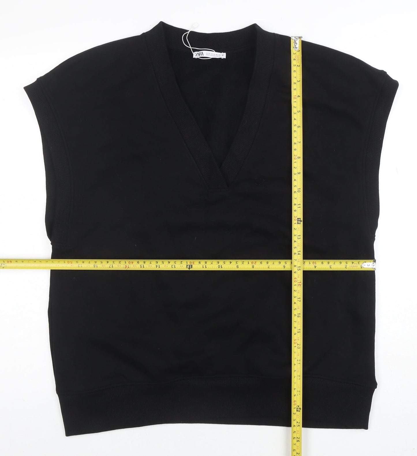ZARA Men's Black Sleeveless V-Neck Sweatshirt Vest Size S