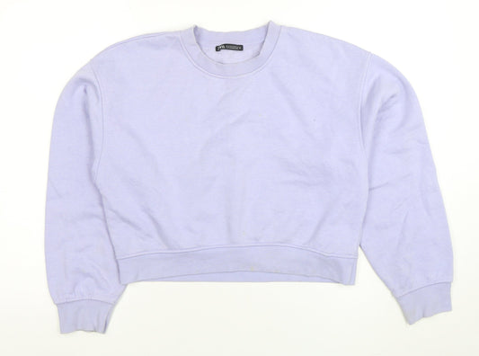 Zara Women Lilac Crew Neck Pullover Sweatshirt Size M