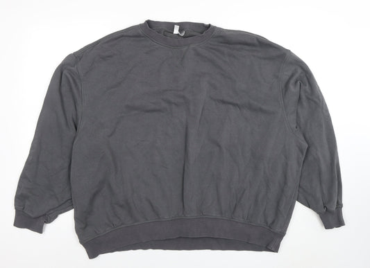 H&M Divided Women's Grey Cotton Blend Pullover Sweatshirt Size L