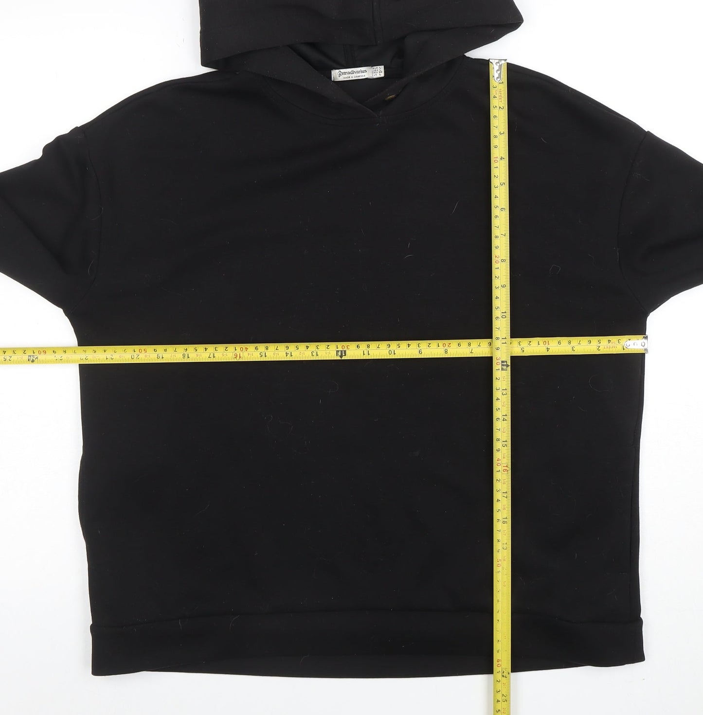 Stradivarius Womens Black Pullover Hoodie Size L Viscose Blend