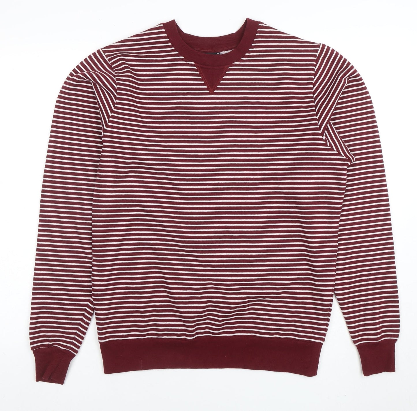 POPO England Women’s Burgundy White Striped Cotton Blend Sweatshirt M