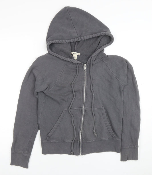Forever Womens Grey Full Zip Hoodie Size S 100% Cotton Casual