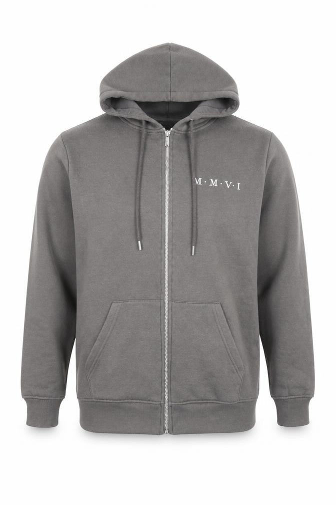 boohooMAN Men's Grey Full Zip Hoodie Size S Cotton Blend