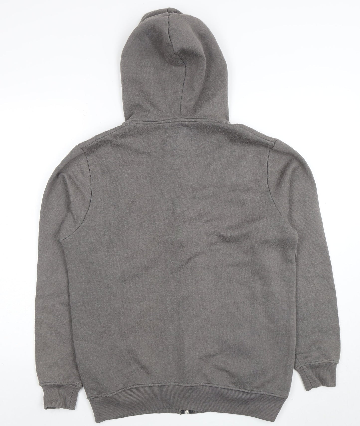 boohooMAN Men's Grey Full Zip Hoodie Size S Cotton Blend