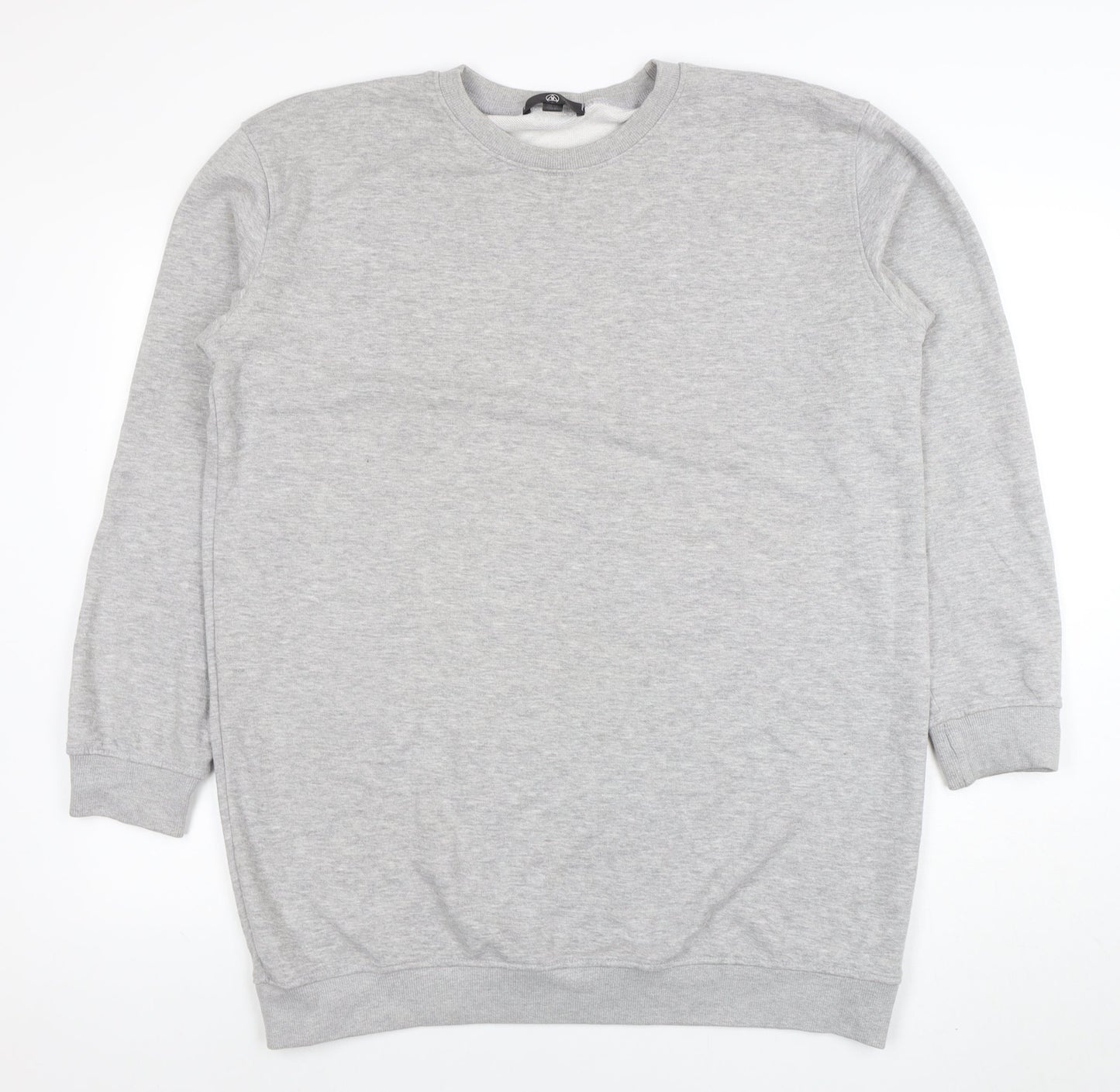 Womens Grey M&S Sweatshirt Size 12 Cotton Blend Crew Neck Long Sleeve