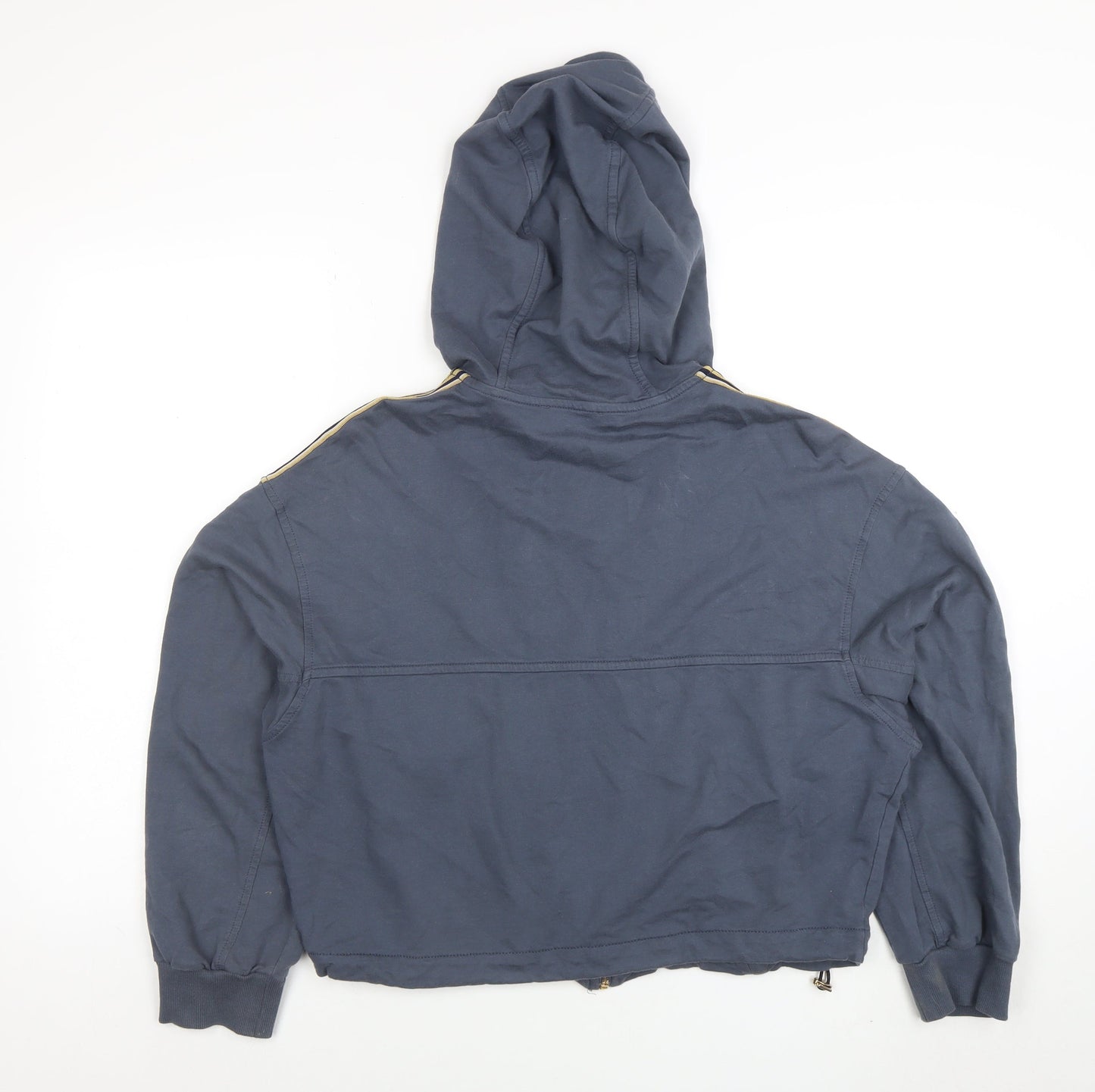 EVA KAYAN Women Blue Full Zip Hooded Sweatshirt Size 14 Cotton