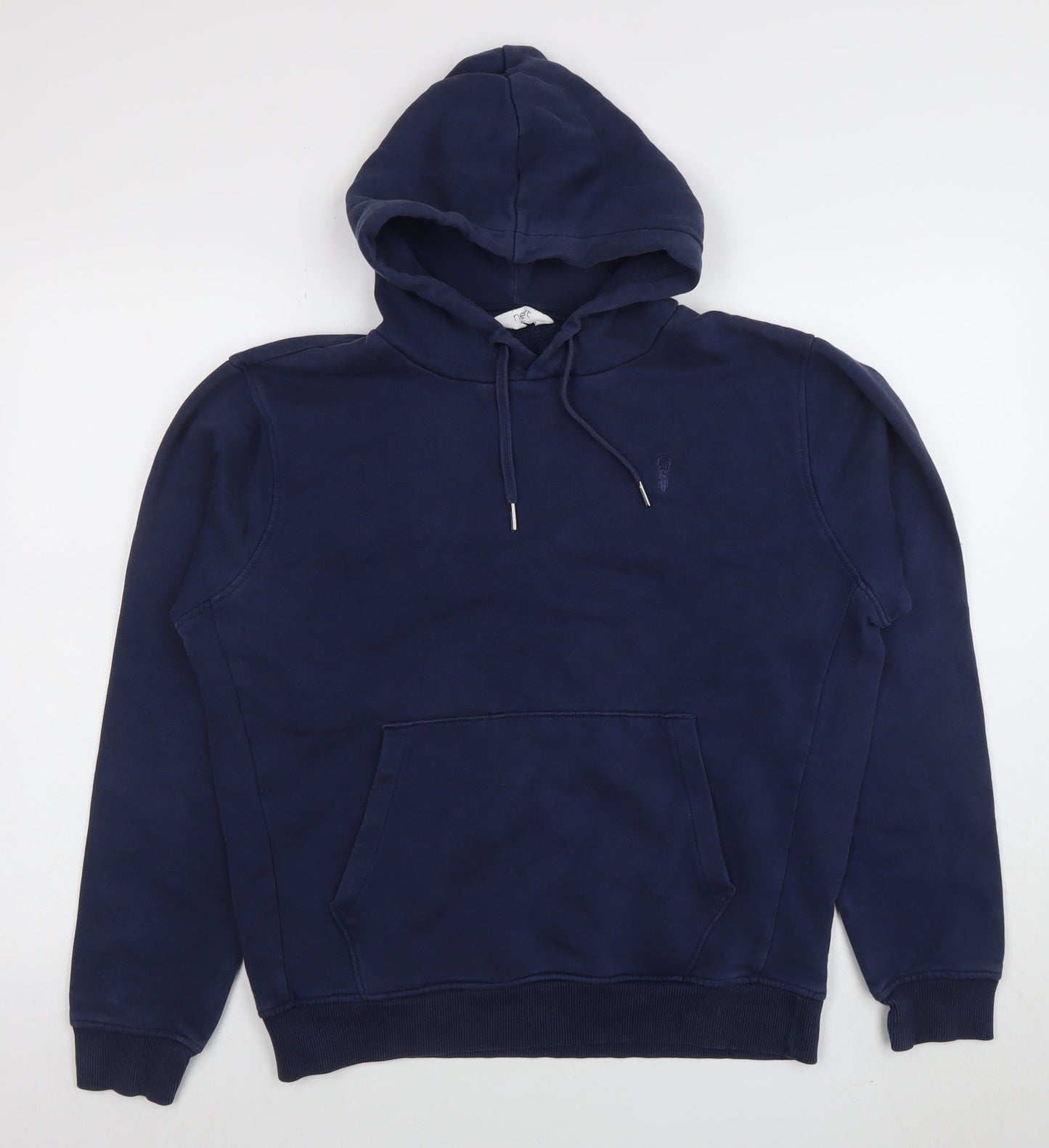 Next Men's Blue Pullover Hoodie Size S Regular Fit Cotton Blend