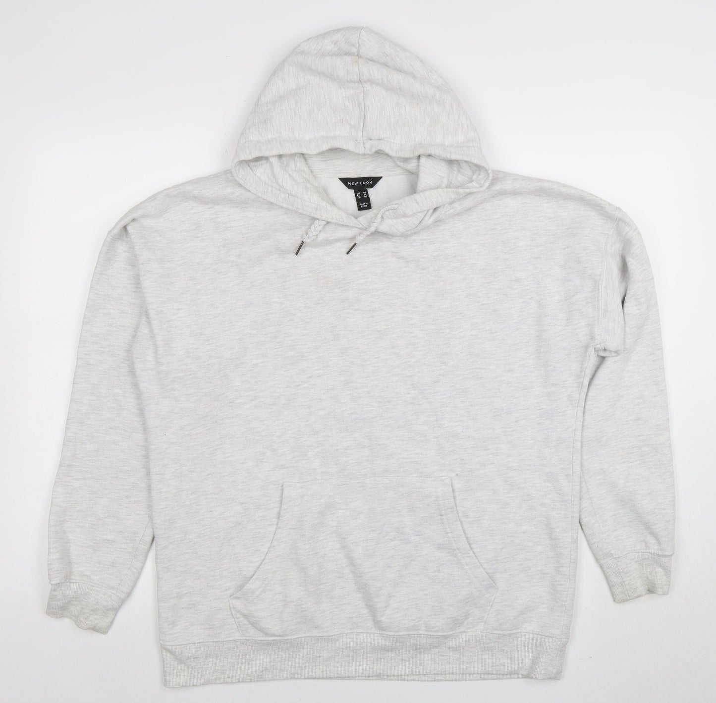 New Look Women Grey Pullover Hoodie Size M Cotton Blend Casual