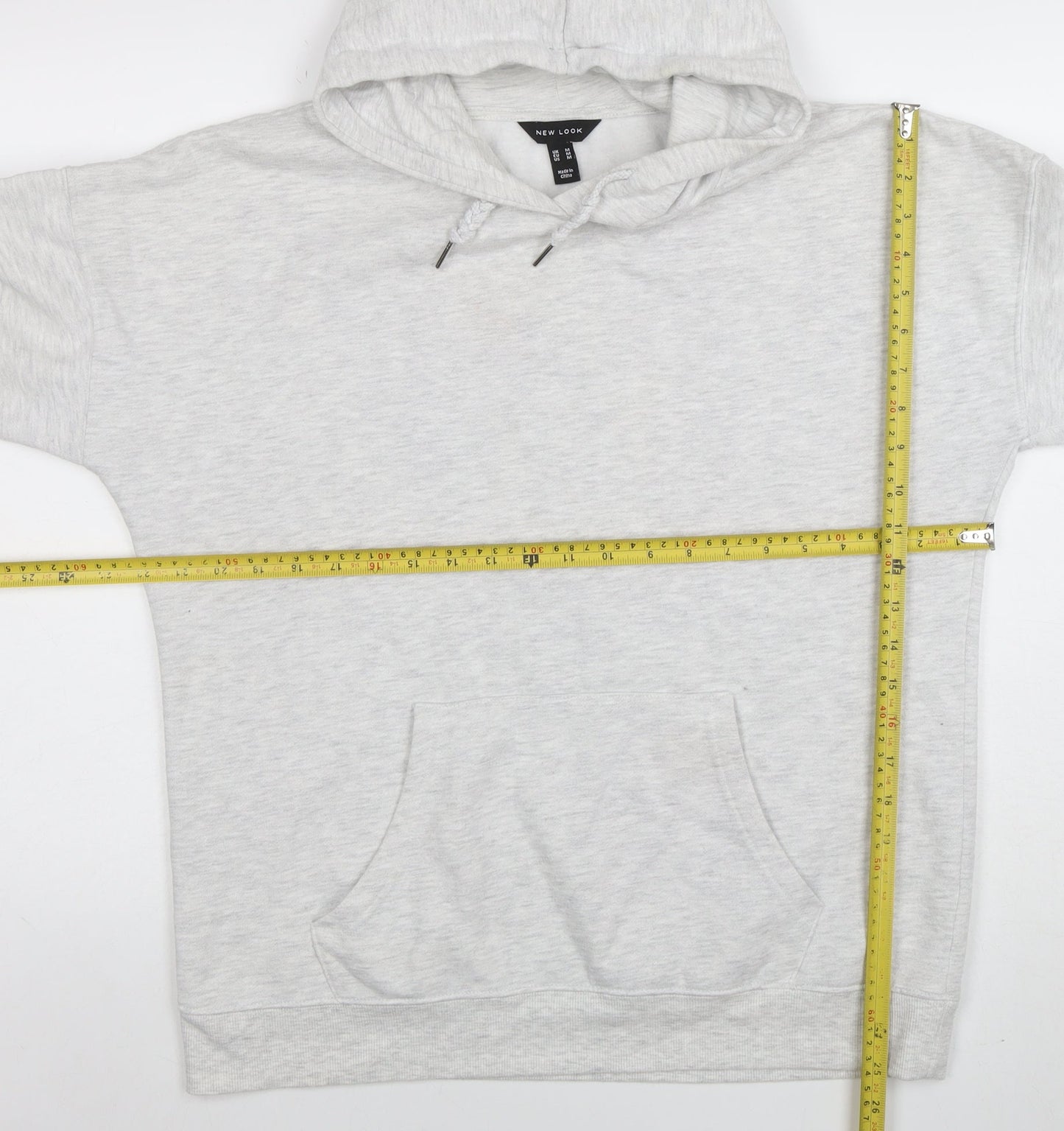 New Look Women Grey Pullover Hoodie Size M Cotton Blend Casual