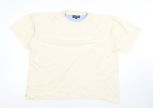 Boston Crew Men's Beige Cotton Crew Neck Short Sleeve T-Shirt Size L