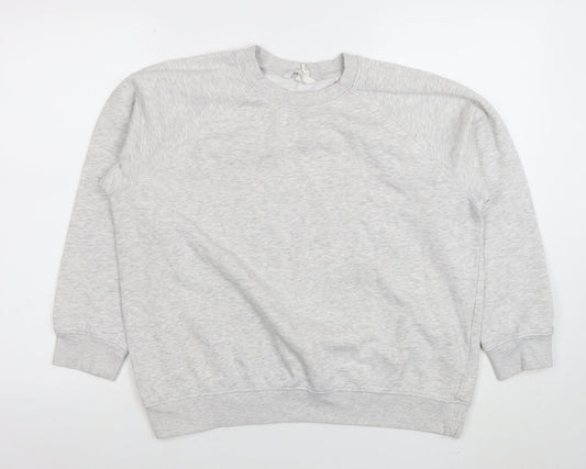 H&M Womens Grey Cotton Blend Crew Neck Long Sleeve Sweatshirt Size S