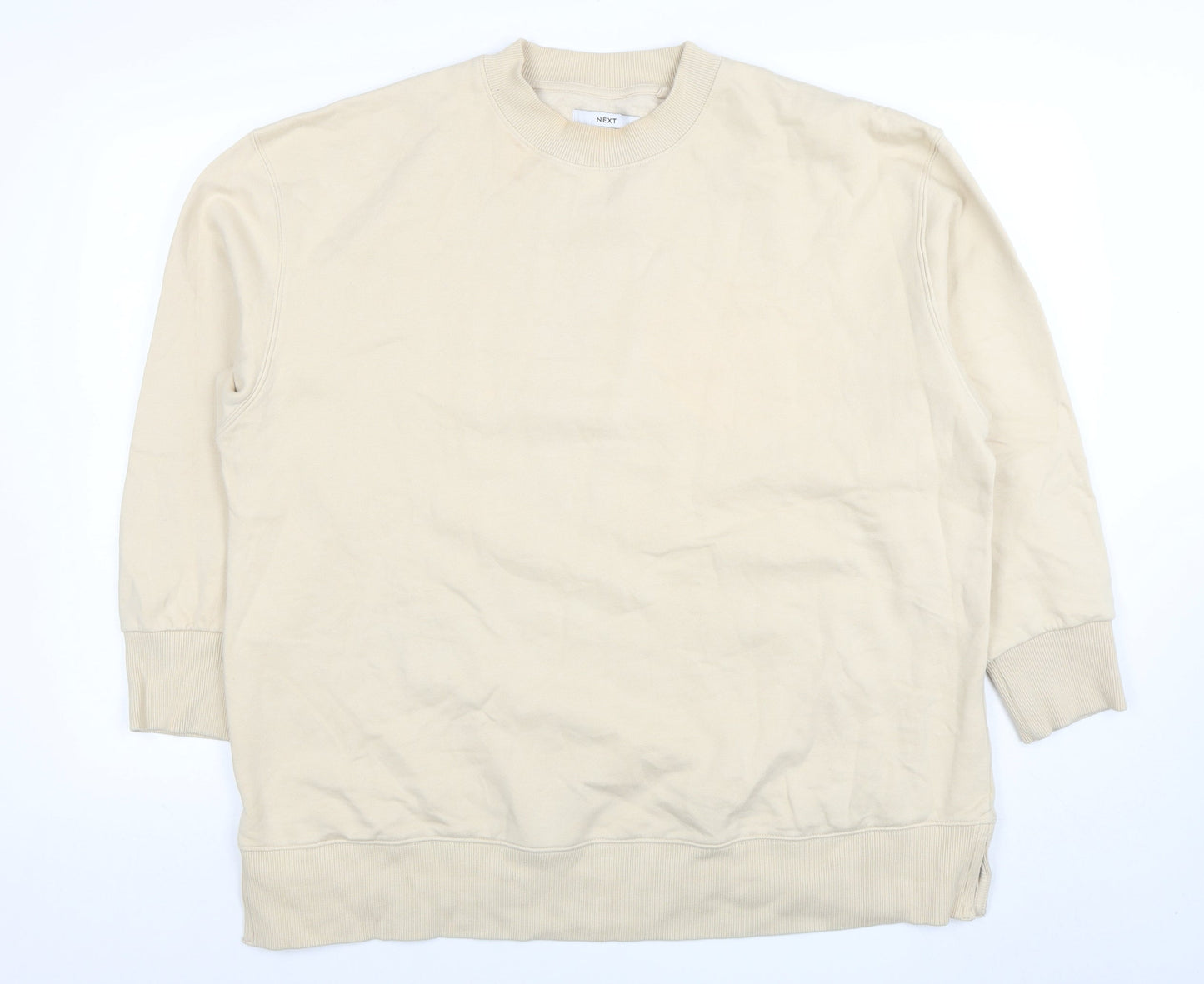 Next Men’s Beige XL Pullover Sweatshirt Long Sleeve Crew Neck