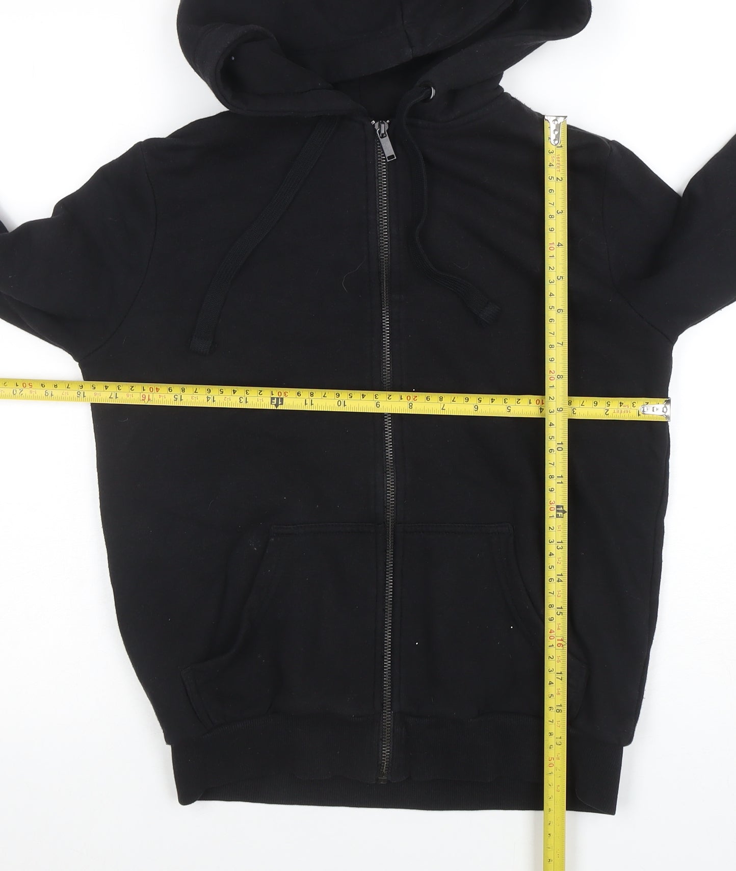 BASIC Women's Black XS Full Zip Hoodie Cotton Blend Casual