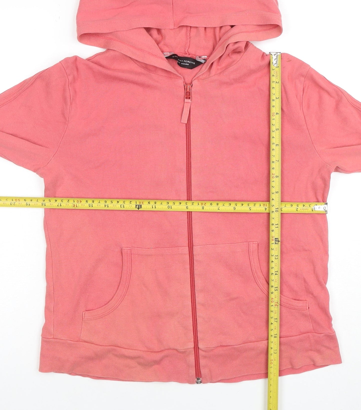 Dorothy Perkins Women's Pink Full Zip Hoodie Size 14 Cotton Casual