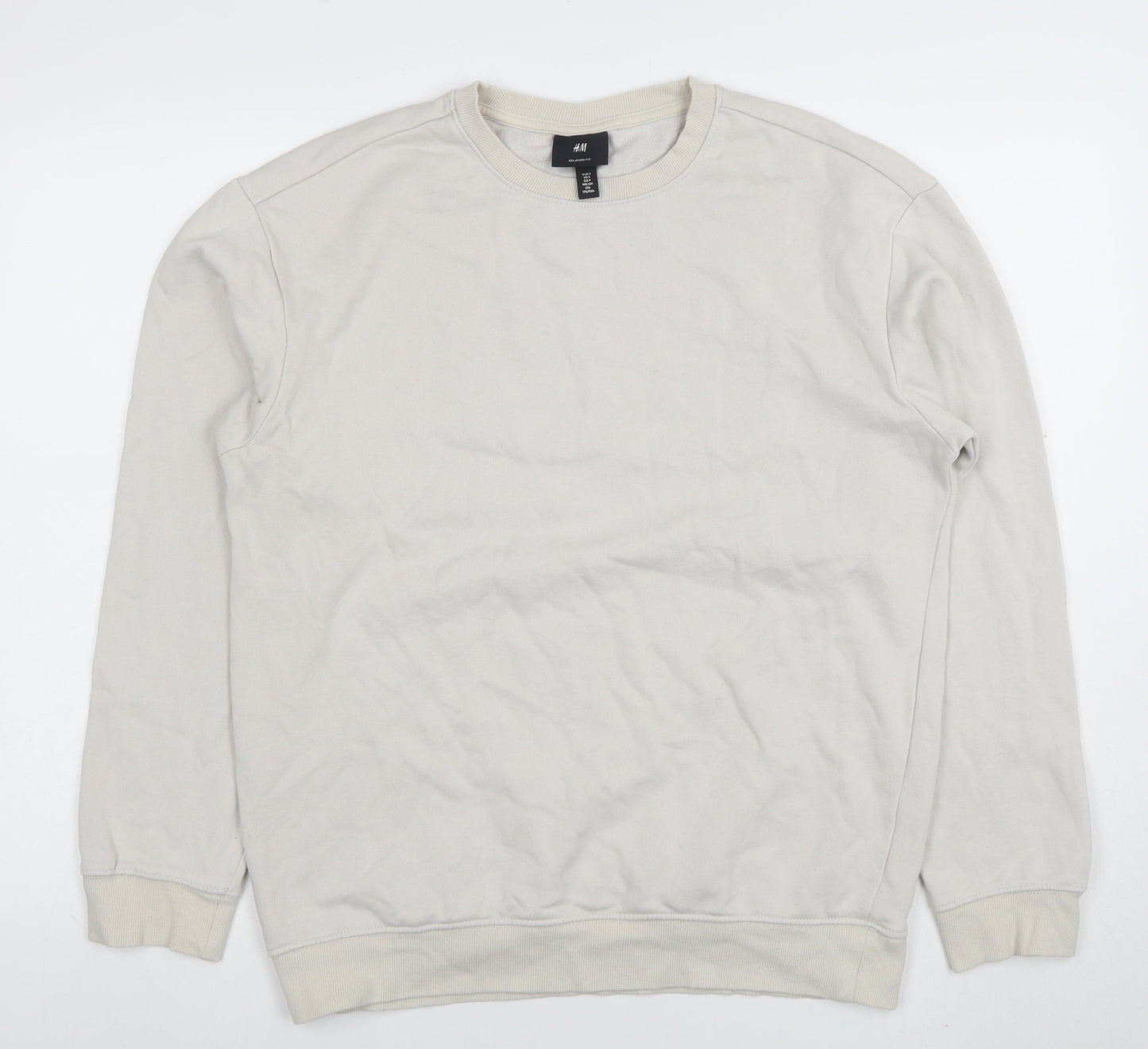 H&M Men’s Beige Relaxed Fit Crew Neck Sweatshirt Size S