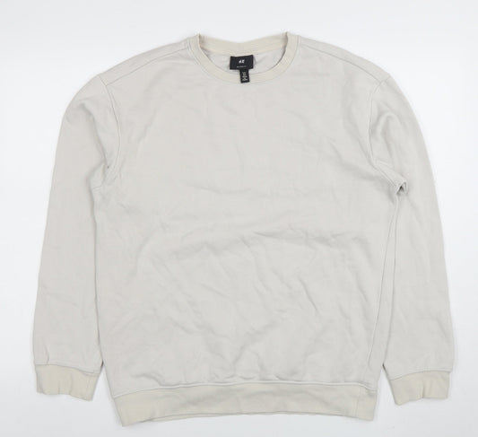H&M Men’s Beige Relaxed Fit Crew Neck Sweatshirt Size S