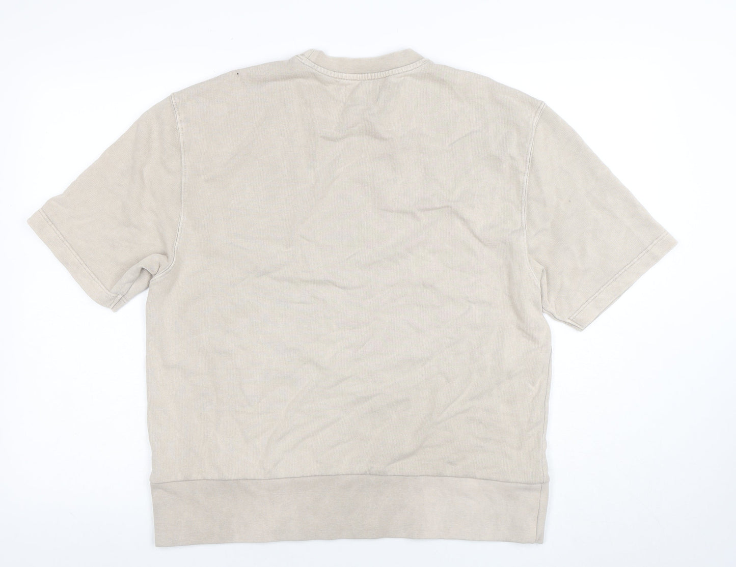 Topman Men's Beige Short Sleeve Crew Neck Cotton T-Shirt Size S