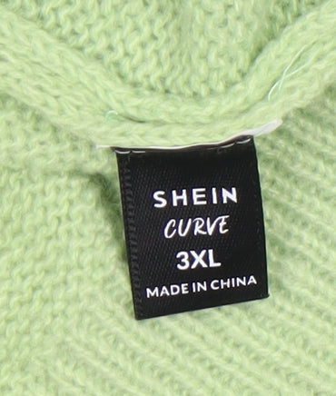 SHEIN Curve Women's Green 3XL Knit V-Neck Long Sleeve Cardigan