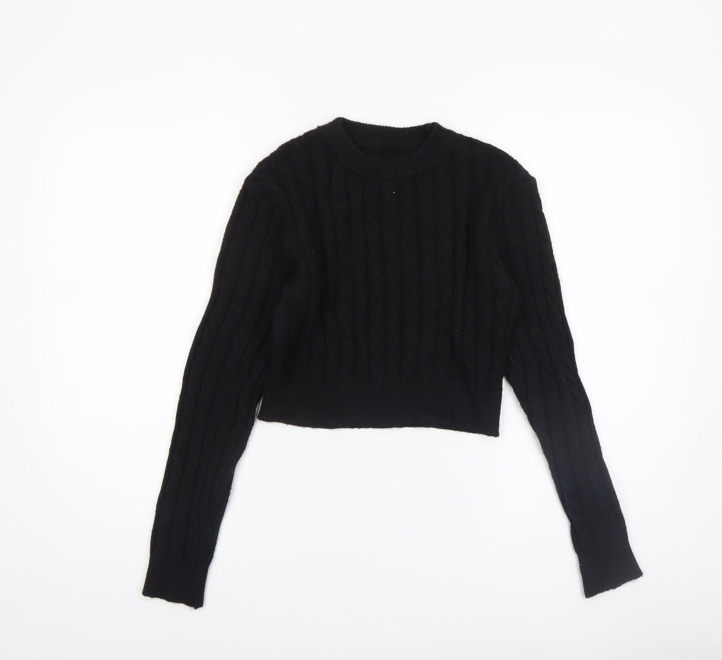 SHEIN Women's Black Cable-Knit Acrylic Jumper Size 14