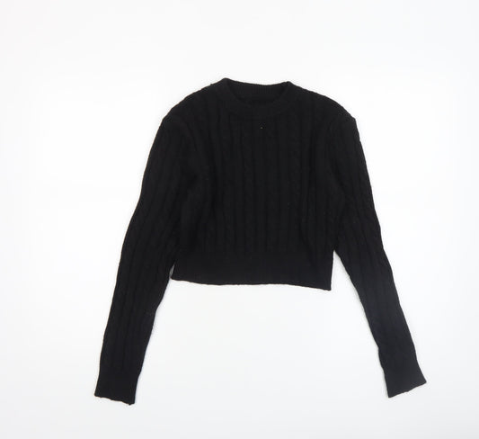 SHEIN Women's Black Cable-Knit Acrylic Jumper Size 14