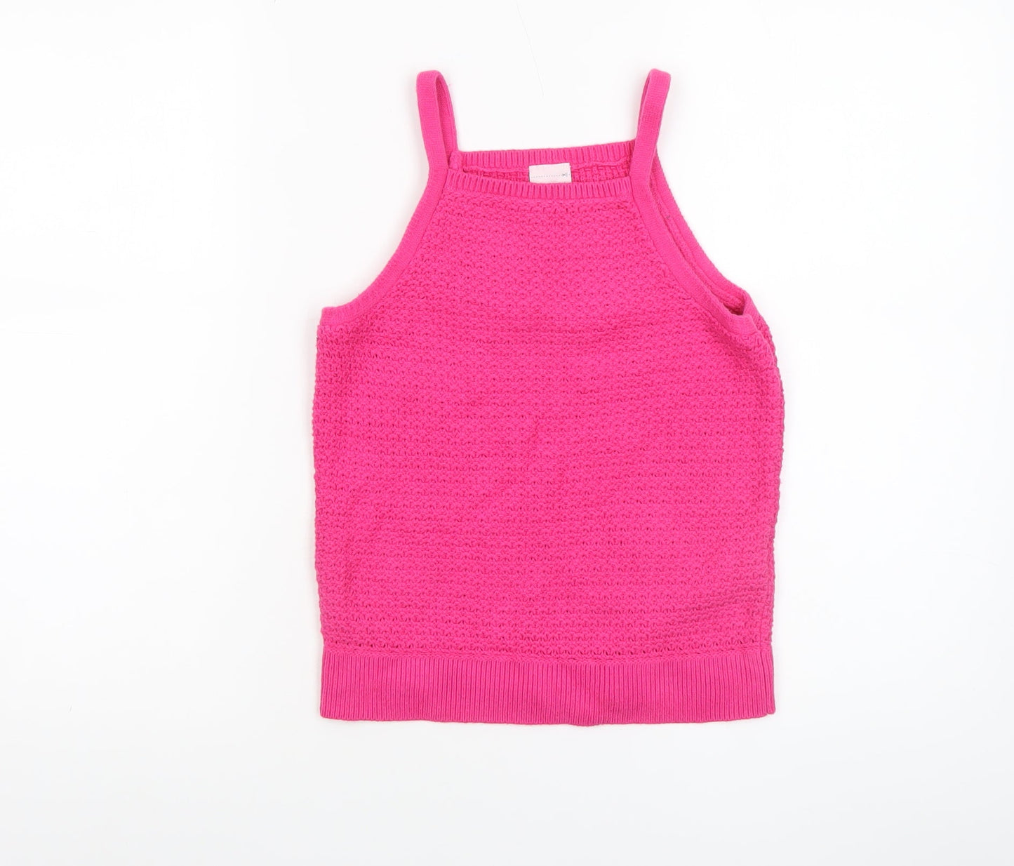 Abercrombie & Fitch Kids Girls Pink Knit Halter Tank Top 15-16 Years Cotton Blend