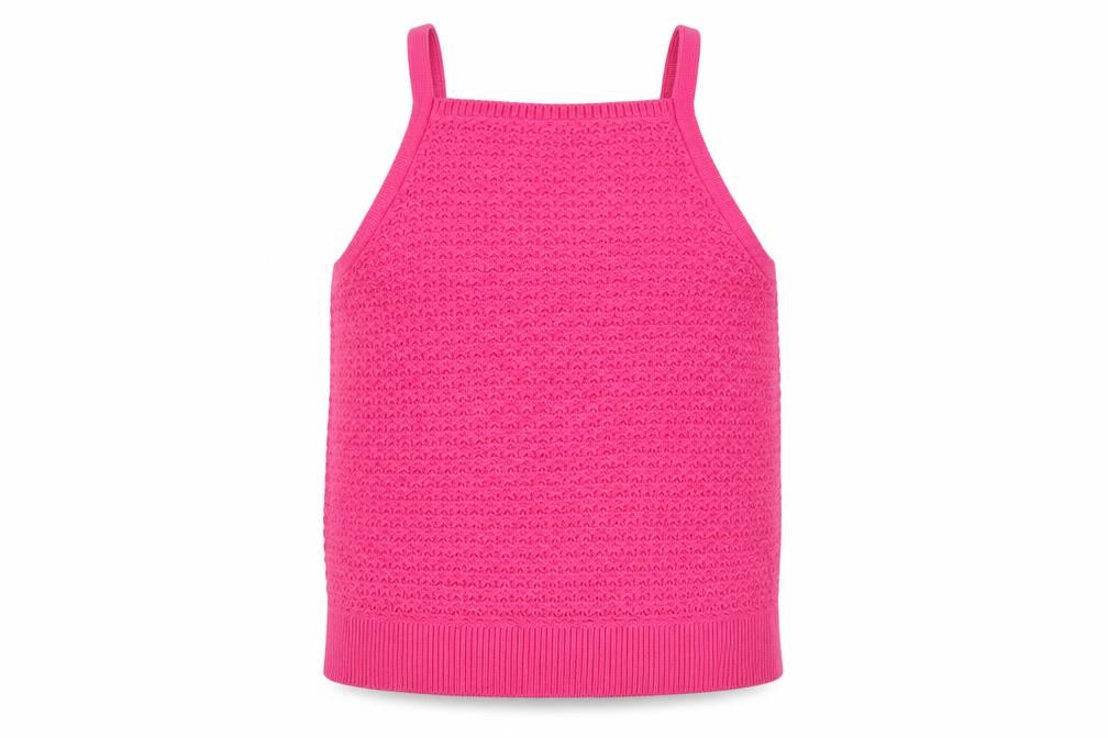 Abercrombie & Fitch Kids Girls Pink Knit Halter Tank Top 15-16 Years Cotton Blend