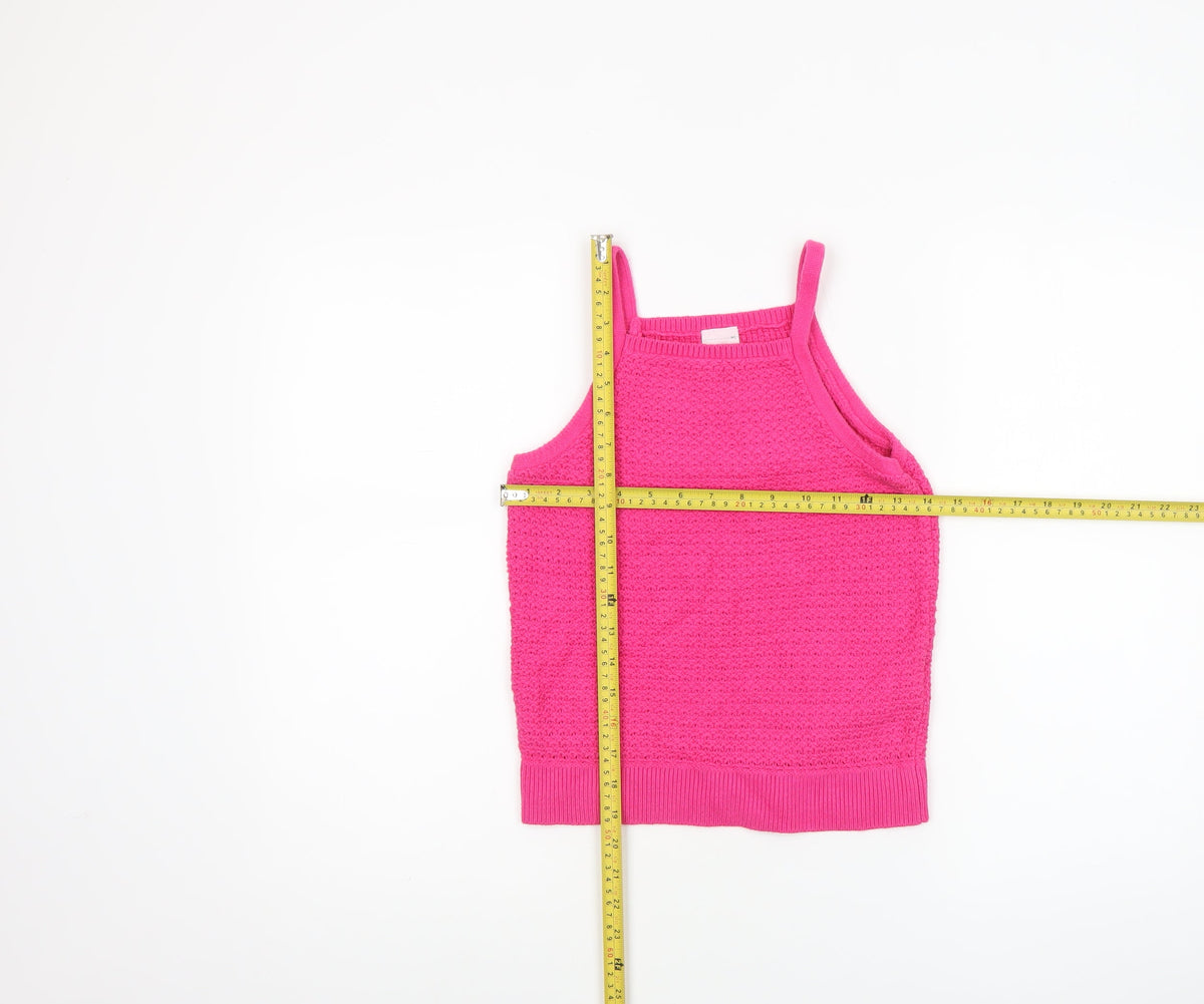 Abercrombie & Fitch Kids Girls Pink Knit Halter Tank Top 15-16 Years Cotton Blend