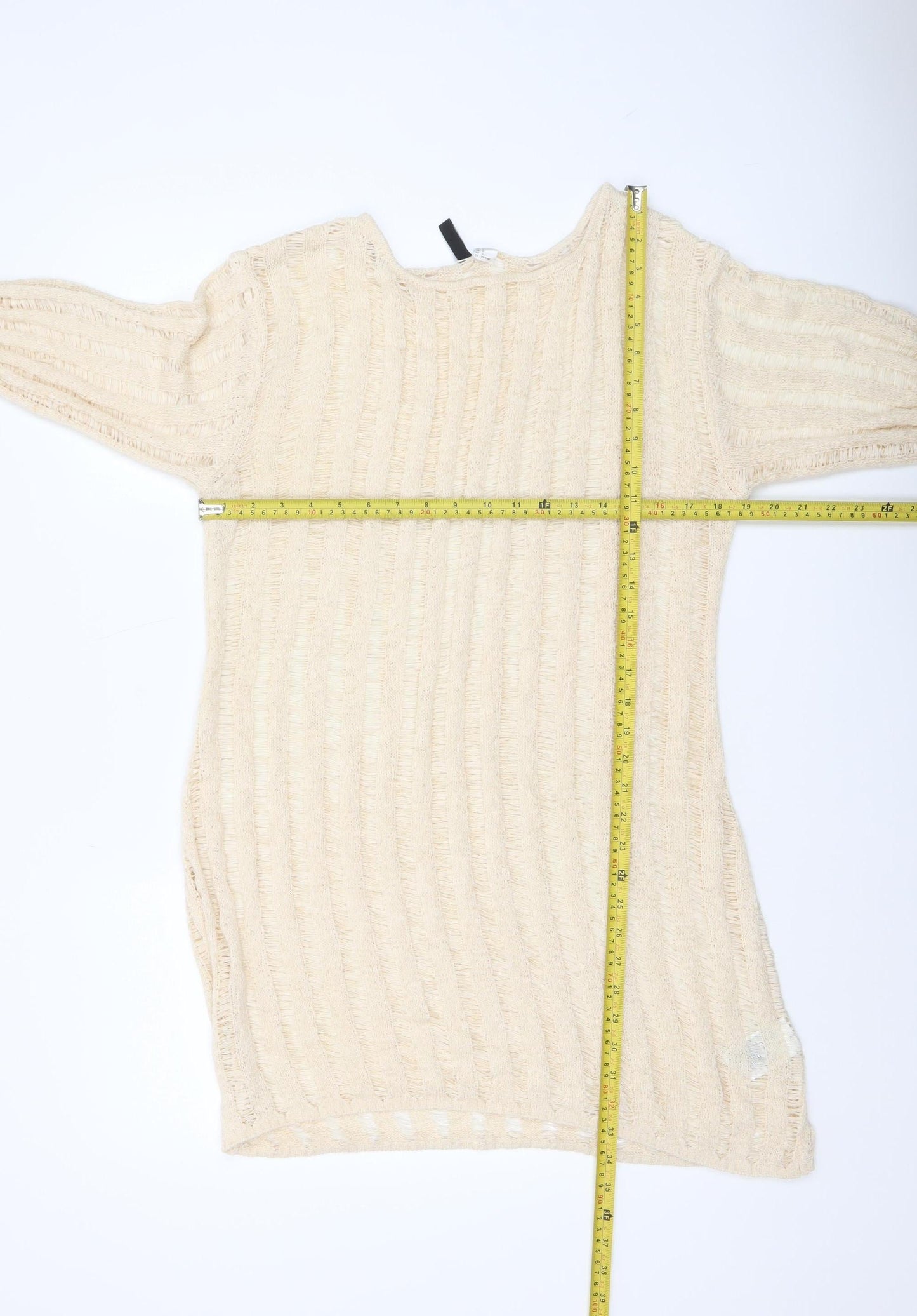 H&M Divided Women’s Beige Open-Knit Long Sleeve Pullover Jumper Size 12