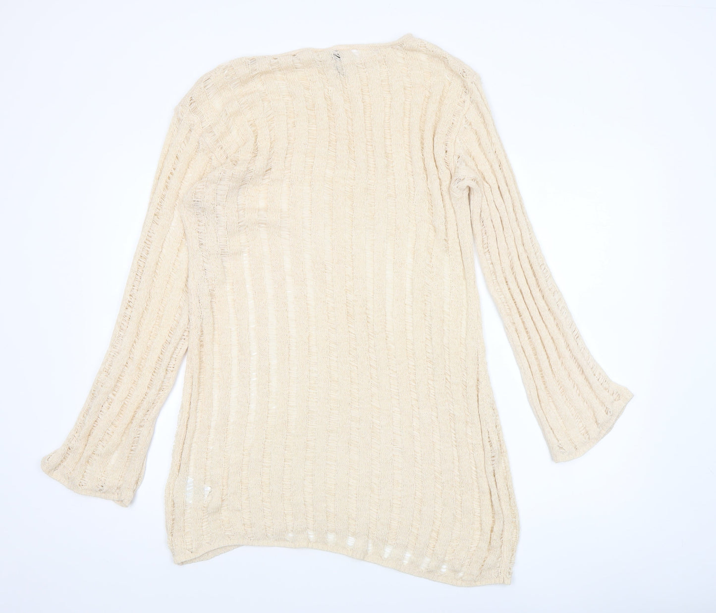 H&M Divided Women’s Beige Open-Knit Long Sleeve Pullover Jumper Size 12