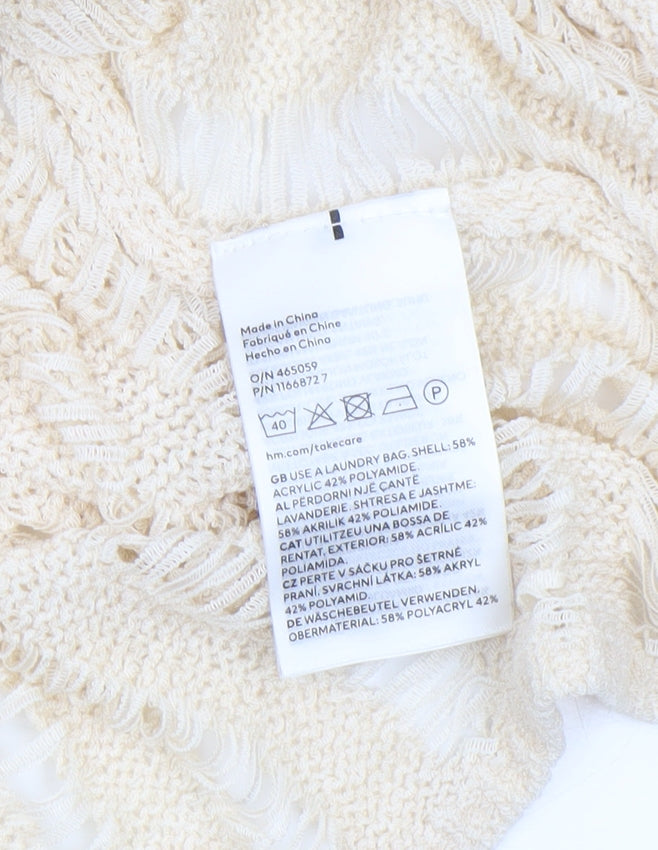 H&M Divided Women’s Beige Open-Knit Long Sleeve Pullover Jumper Size 12