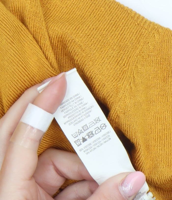 Primark Womens Yellow XS Lightweight Open Knit Cardigan