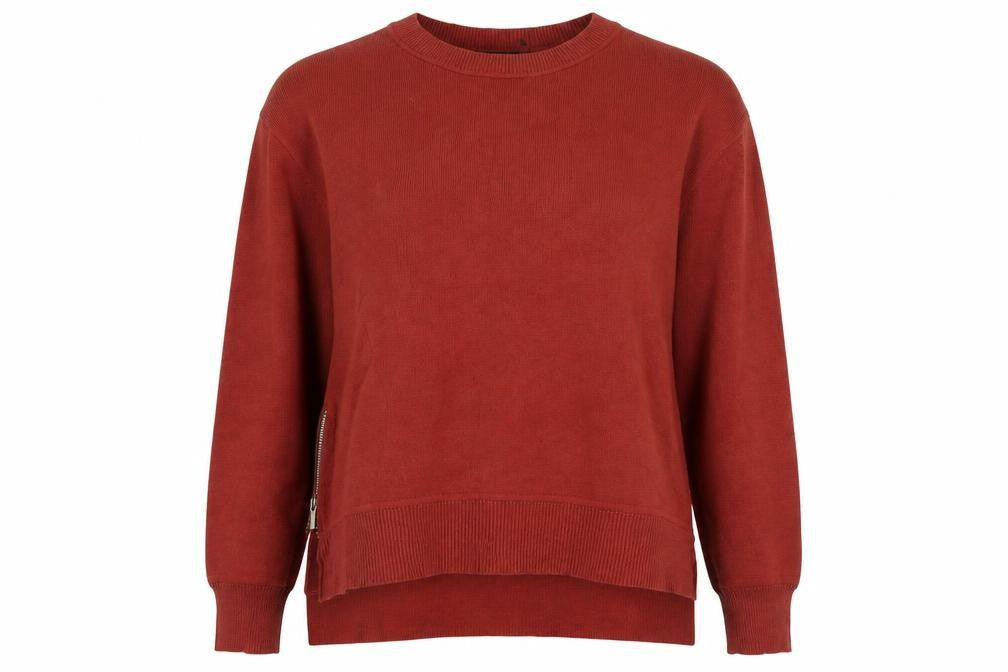 MNG Women Red Crew Neck Long Sleeve Knit Pullover Jumper Size 10