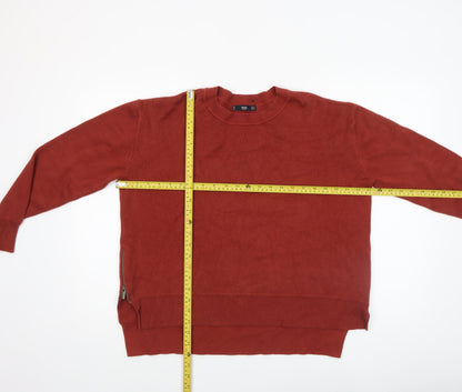 Mango Women Red Crew Neck Long Sleeve Knit Pullover Jumper Size 10