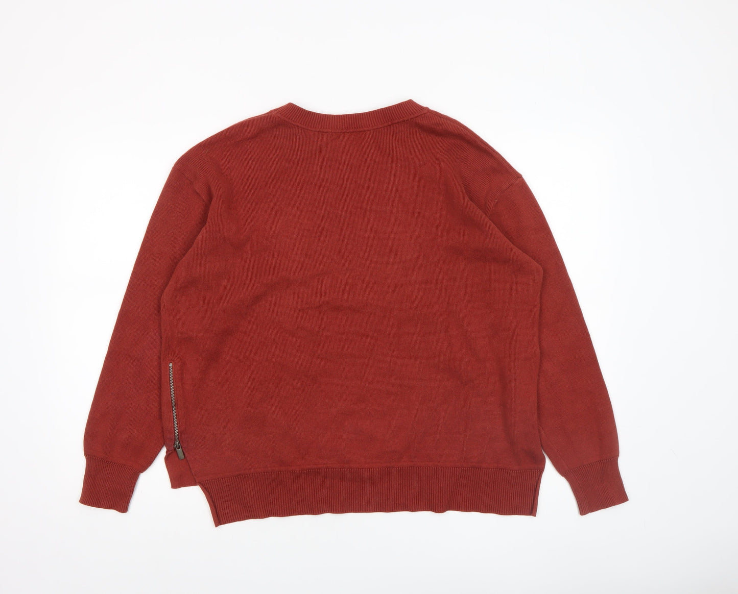 MNG Women Red Crew Neck Long Sleeve Knit Pullover Jumper Size 10
