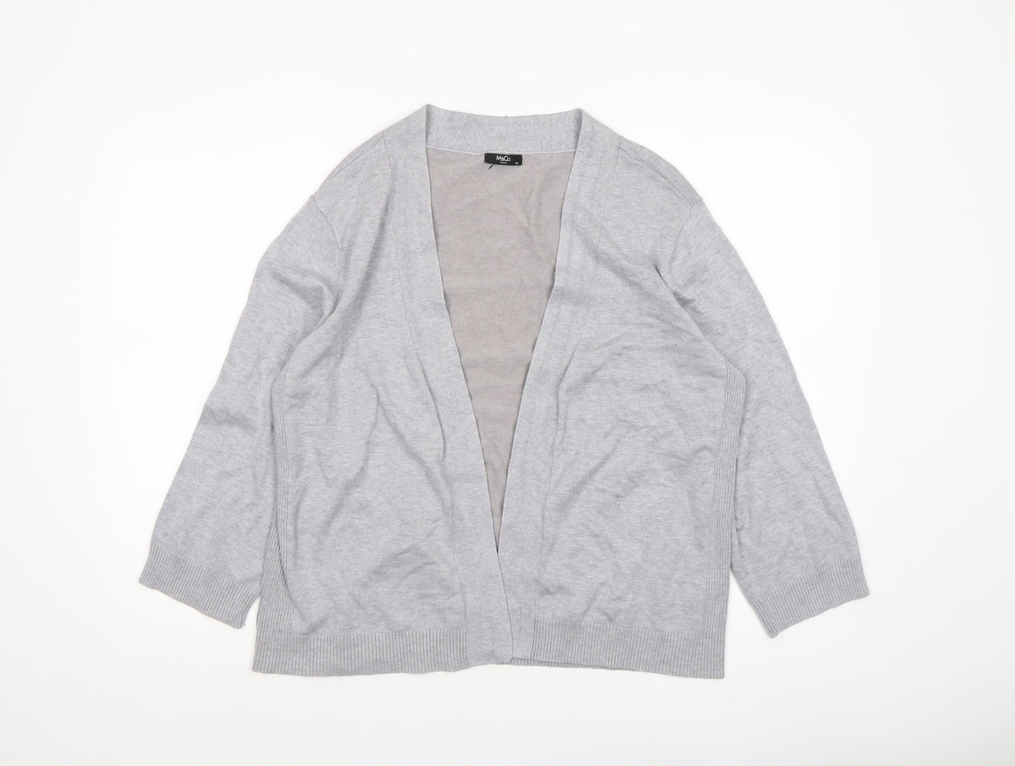 M&Co Women’s Petite Grey Viscose Knit Open Cardigan XL