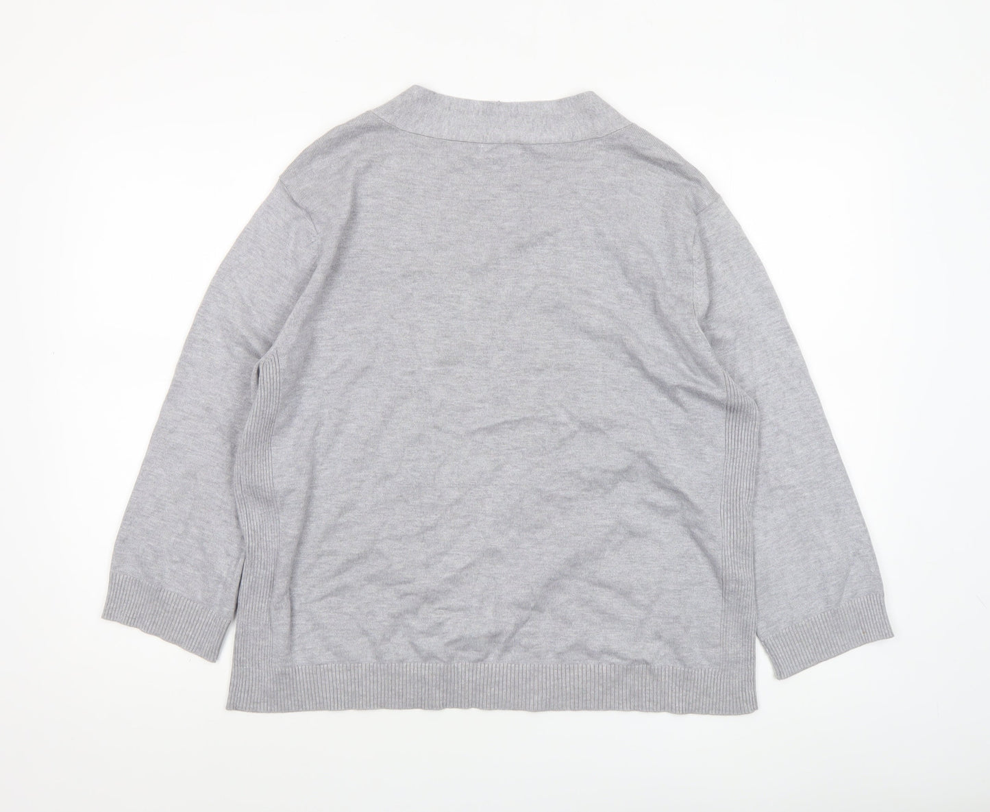 M&Co Women’s Petite Grey Viscose Knit Open Cardigan XL
