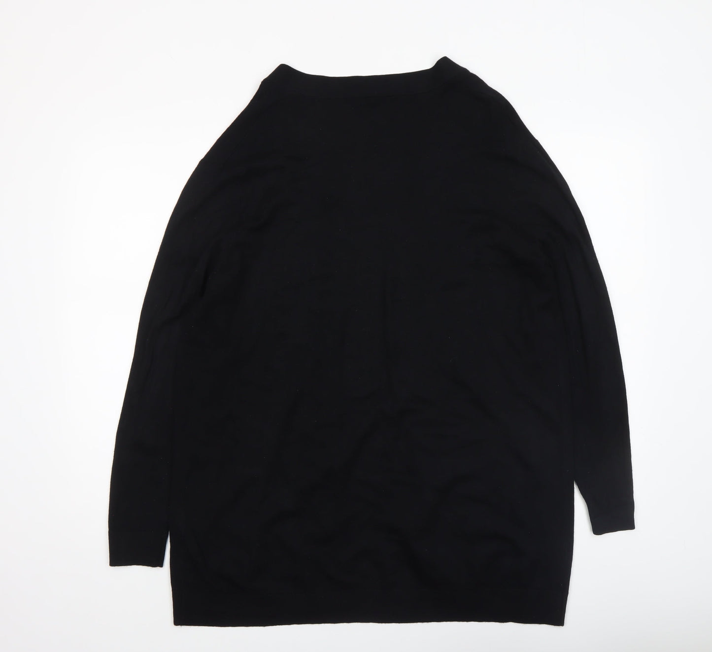 George Women Black L Long Sleeve Open Front Cardigan