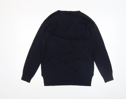 M&Node Women's Navy V-Neck Long Sleeve Jumper Size L