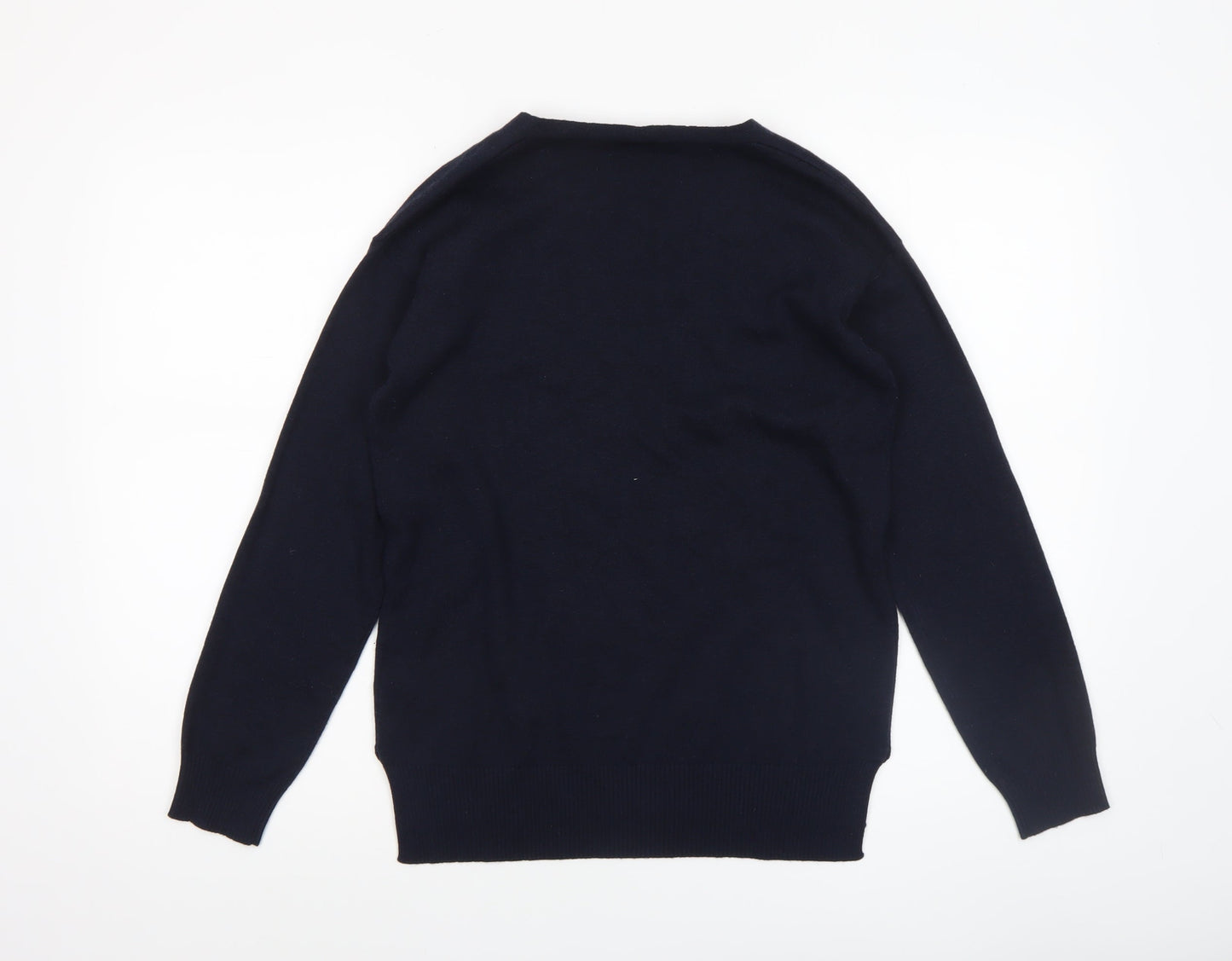 M&Node Women's Navy V-Neck Long Sleeve Jumper Size L