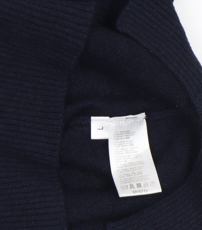 M&Node Women's Navy V-Neck Long Sleeve Jumper Size L